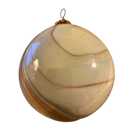 Vintage Evergreen Glass Arts Center Handblown Glass Swirl Christmas Ball 1982 - Picture 7 of 8